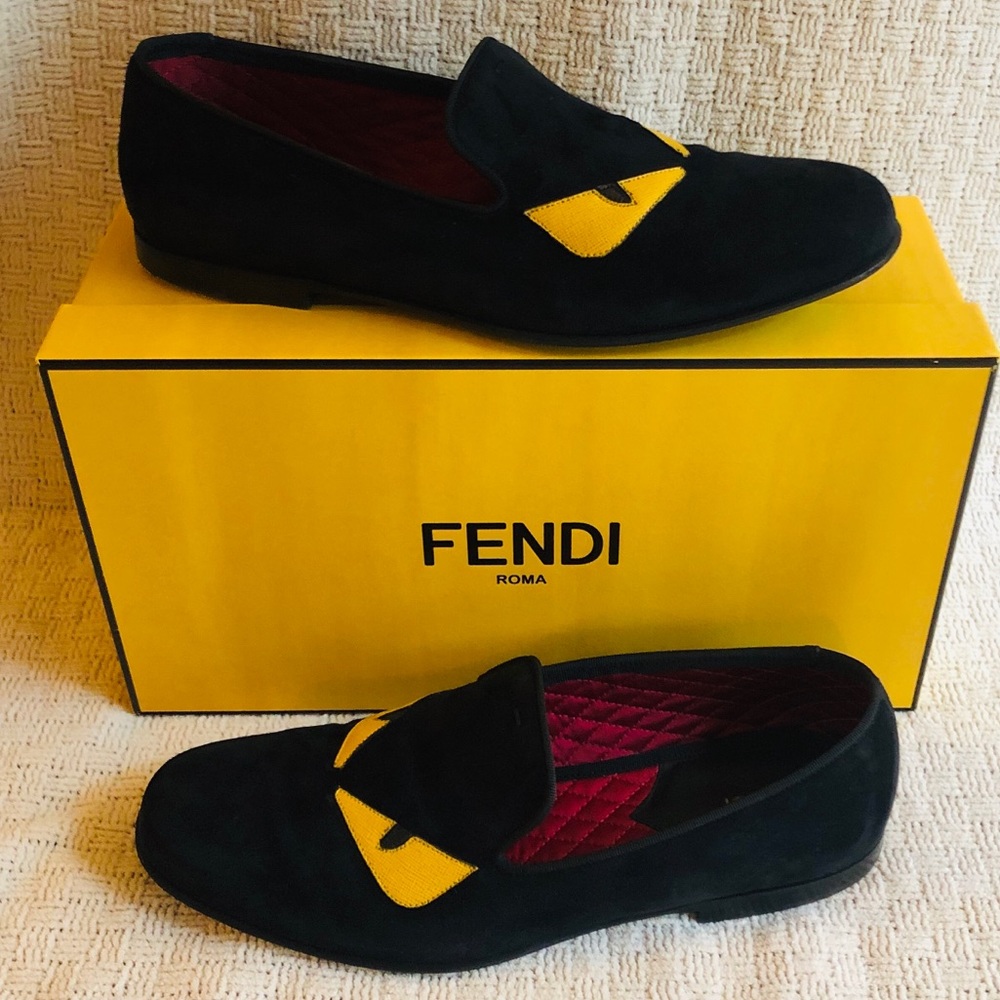 Fendi Monster Eyes Suede Evening Black Slipper - Picture 3 of 8